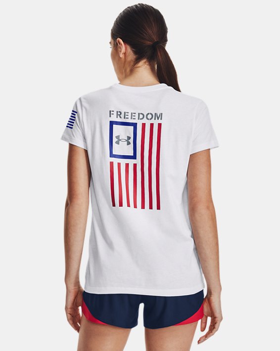 Women's UA Freedom Flag T-Shirt, White, pdpMainDesktop image number 1